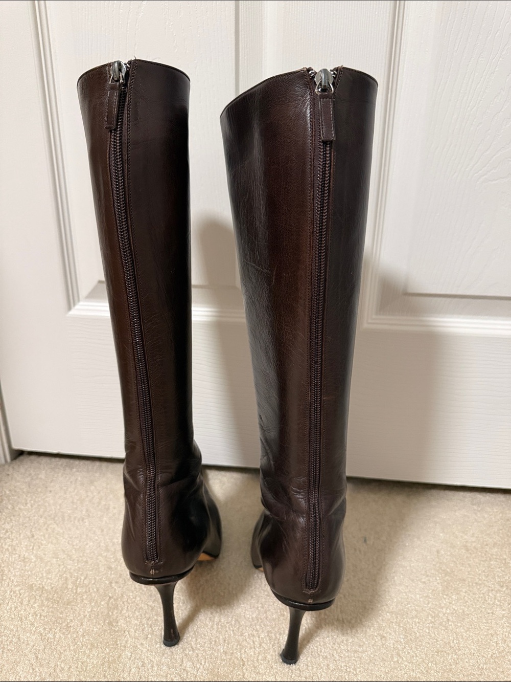 Jimmy Choo London Brown Soft Italian Leather Knee-High Stiletto Pointed Toe - Picture 3 of 9